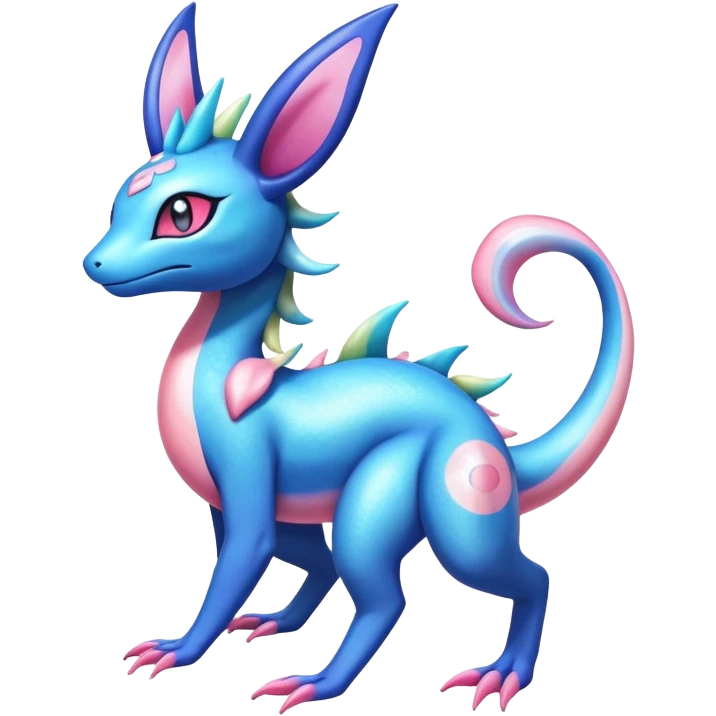Colorful Shiny Exotic Amaura-Salandit-Aurorus-Sylveon-Fakémon-hybrid-creature (full body)  emoji