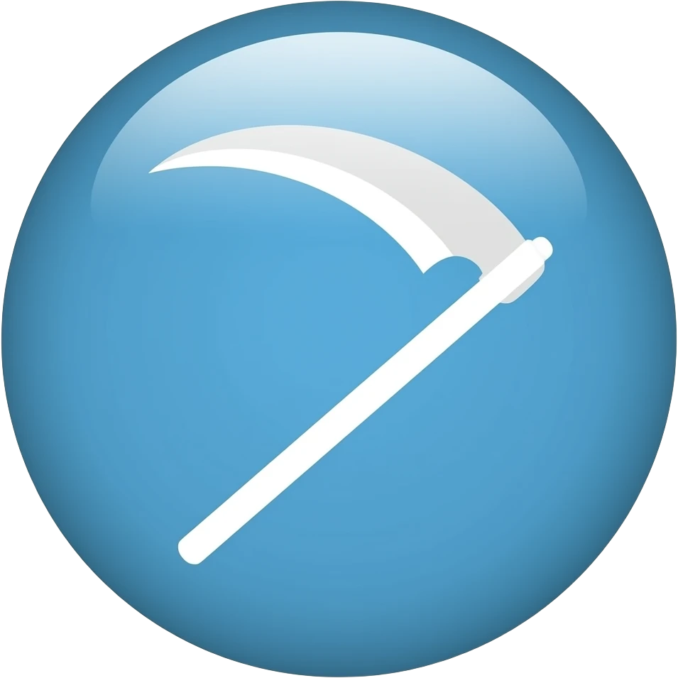 Erstelle mir ein hell blaues Kreis mit einem weißen Harken emoji