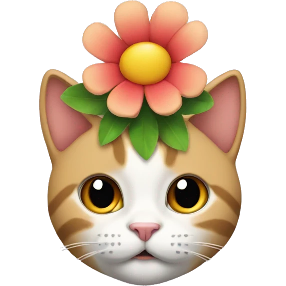 Flower with cat head in middle emoji