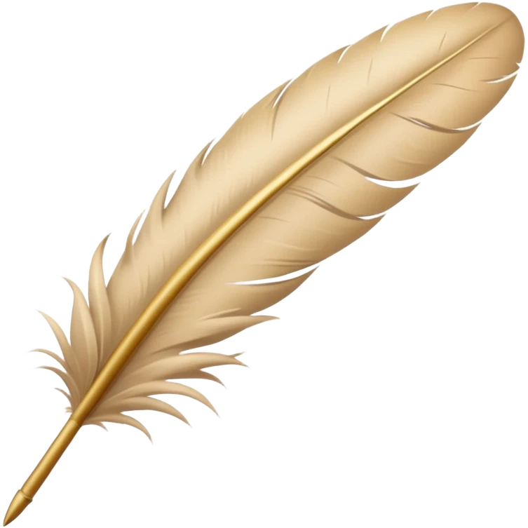 The hand writes with a beige feather emoji
