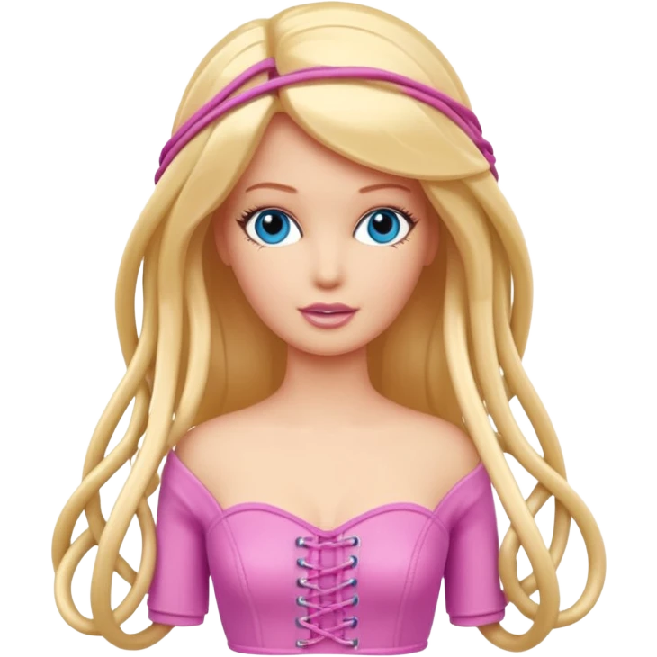 plastic barbie doll tightly bound with tangled AUX cables. emoji