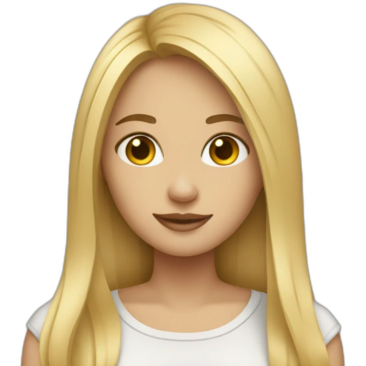 smm girl with blonde straight long hair and mac book emoji
