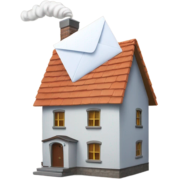 A house with envelopes blowing out the chimney  emoji
