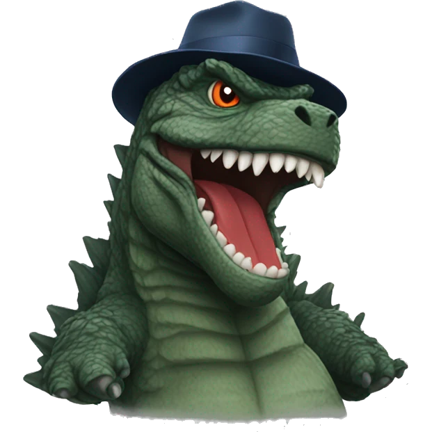 Godzilla with hat emoji