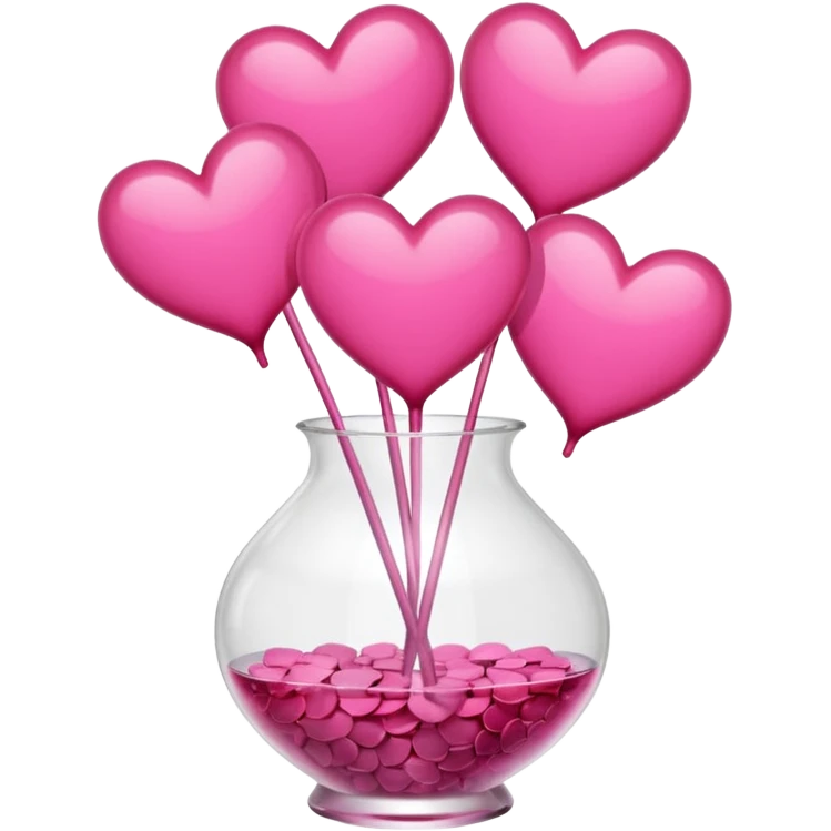 10000000 huge pink hearts on stems in a clear glass vase emoji