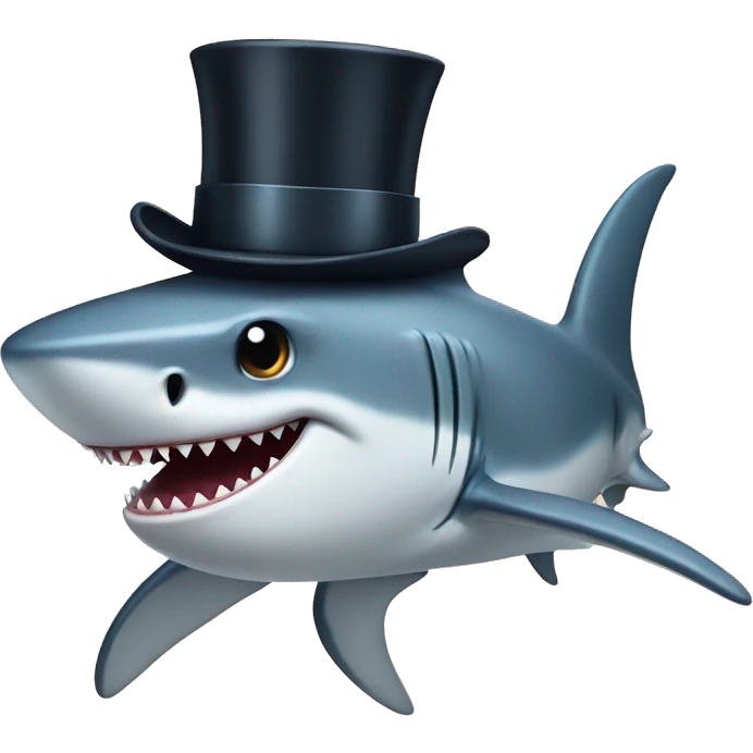 Shark with a top hat emoji