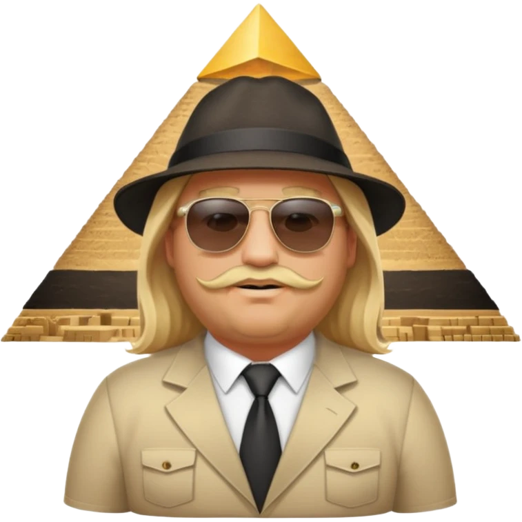 fat male blond long hair agent with short beard in egypt with pyramid.mm emoji