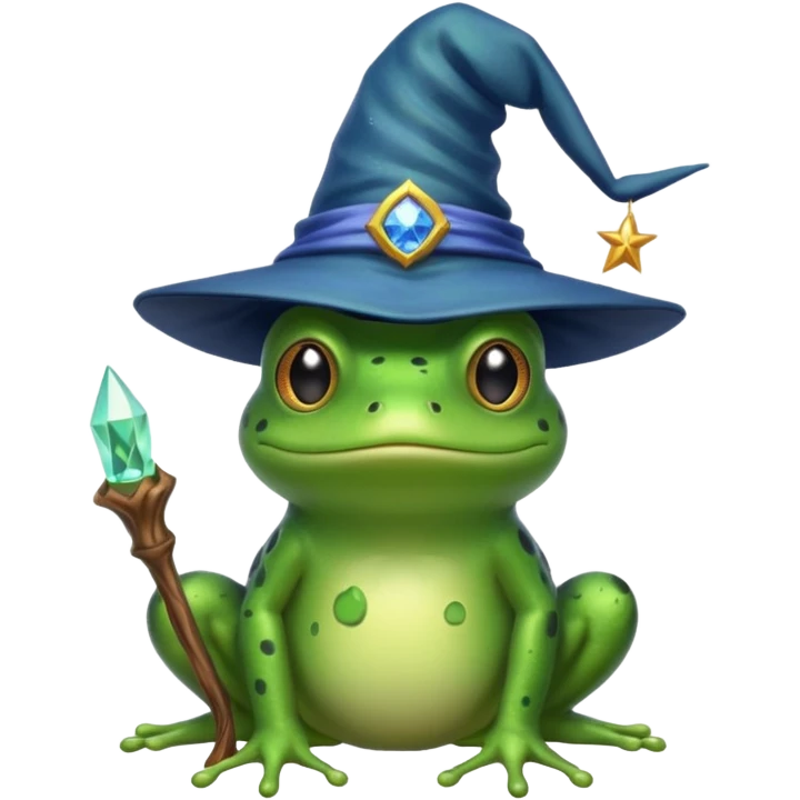 Mystical frog with a wizard hat emoji