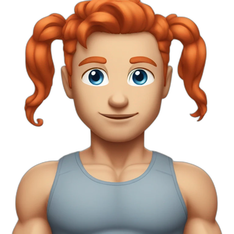 Yoga bodybuilder blue eyes neat red hair emoji