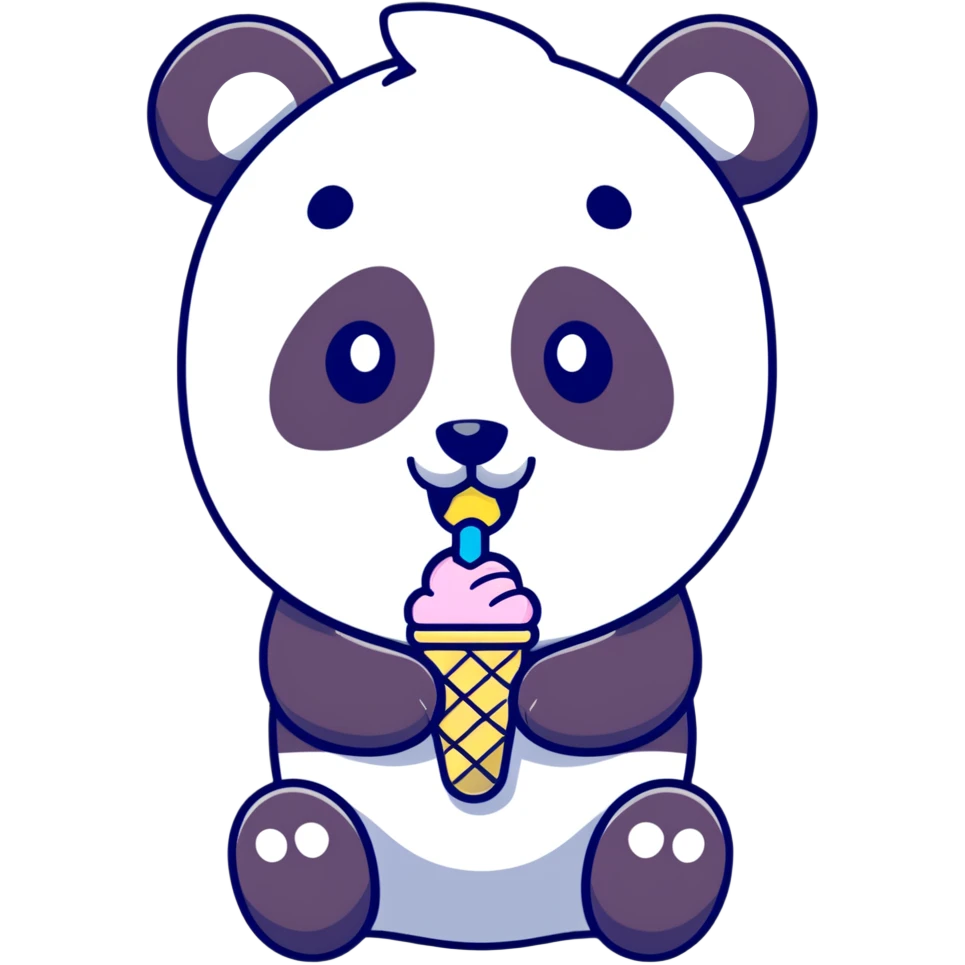 Panda eating ice cream emoji