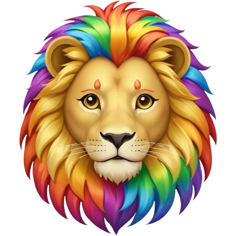A lion with a rainbow mane emoji