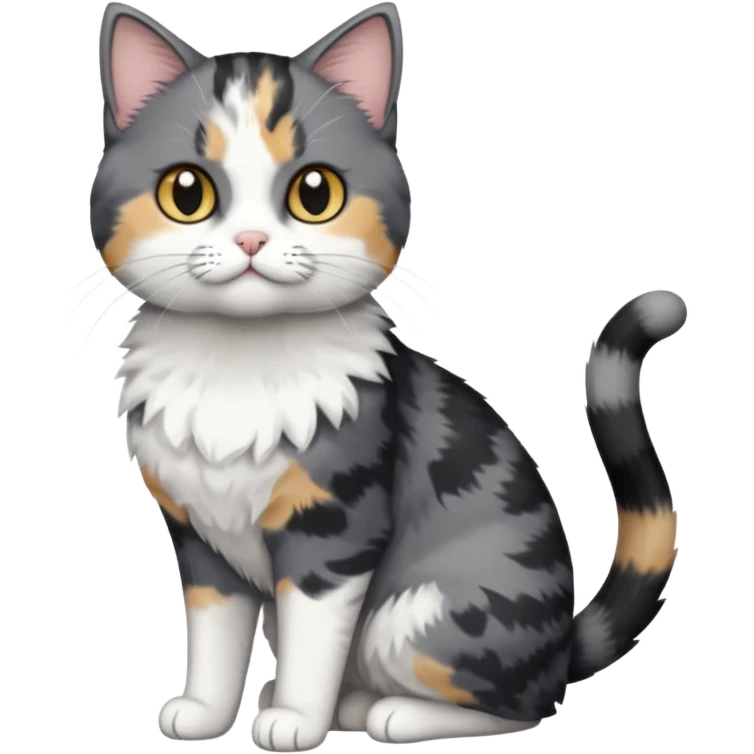 full body small short hair dark grey and white cat emoji