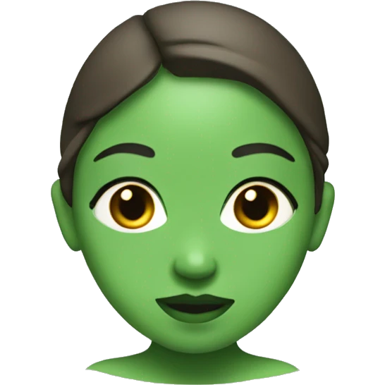 Pregnant woman all in green from the side with green skin tone and eyes  emoji