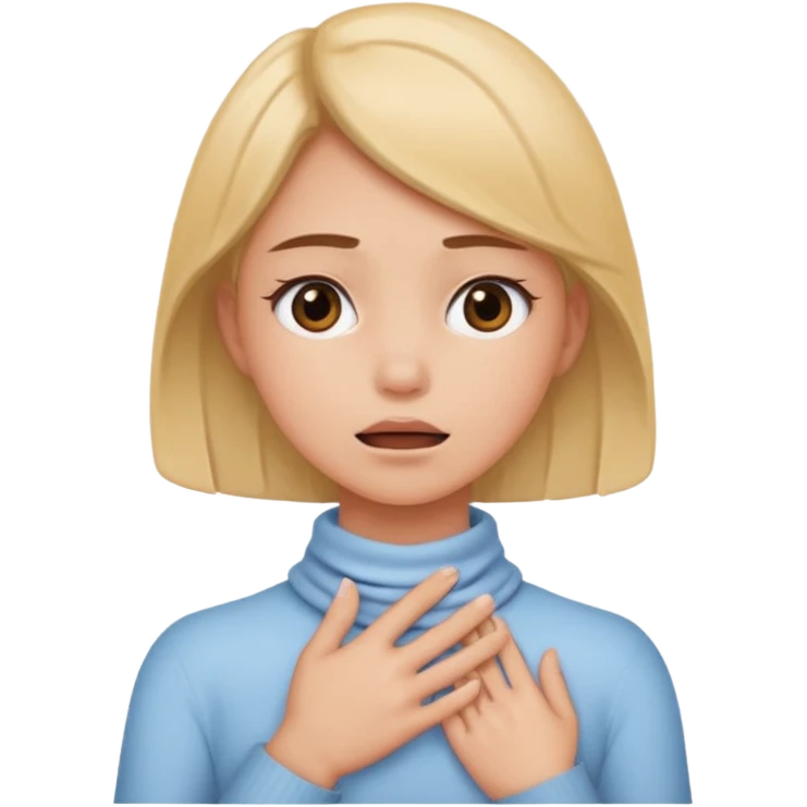 Girl with hand around the neck, pretending to choke herself emoji