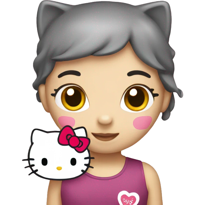 hello kitty with heart emoji