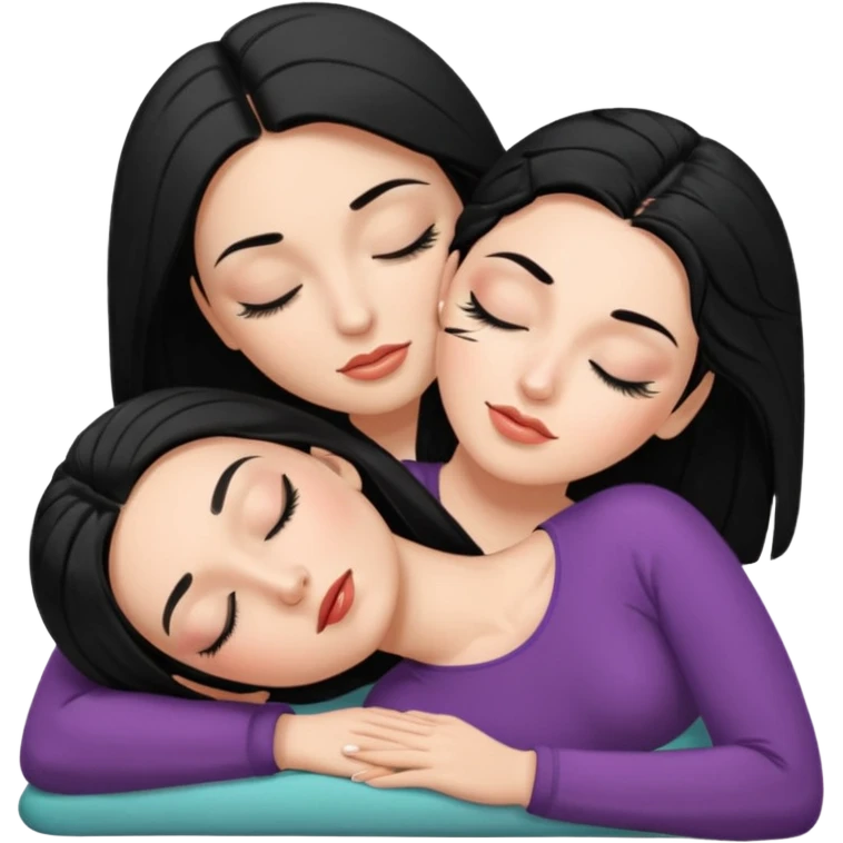 mulher branca cabelo preto aplicando cilios em outra mulher que esta deitada de olhos fechados emoji