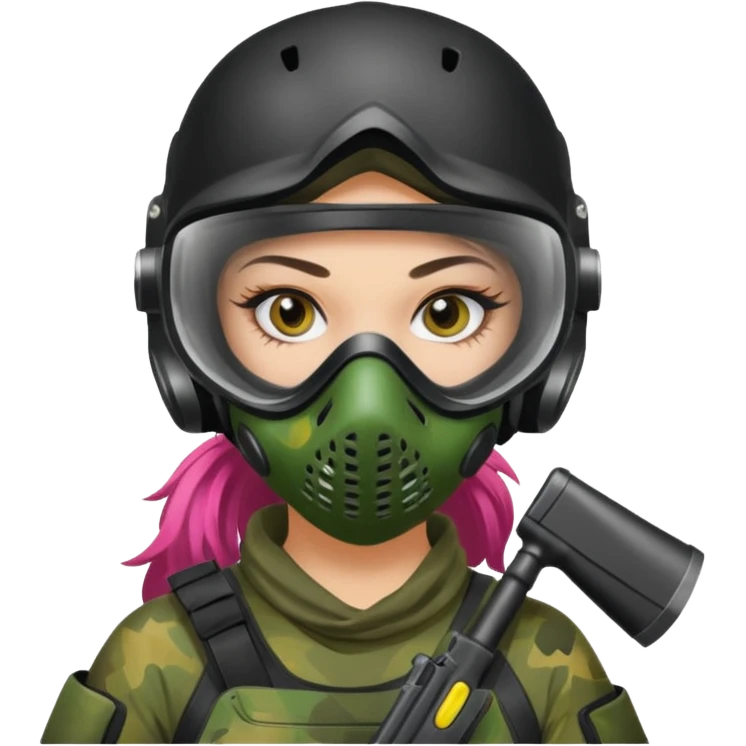 paintball player face girl emoji
