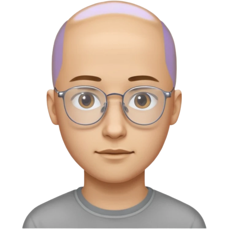он лысый должен быть очень молодой парень лет 18 , очень тонкие очки, а так же борода нужно прямо еще моложе emoji