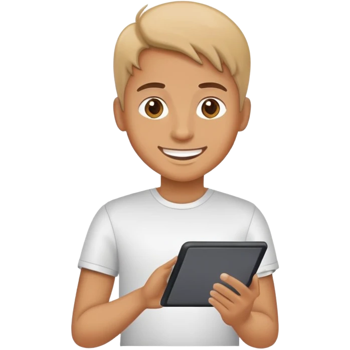 Person using communication board or tablet for assistance emoji