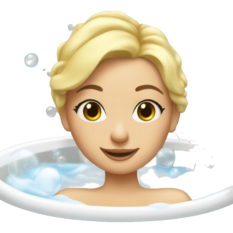 Blonde girl taking a bubble bath in a bath tub emoji