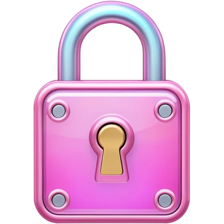 Holographic and glassmorphic pink lock emoji