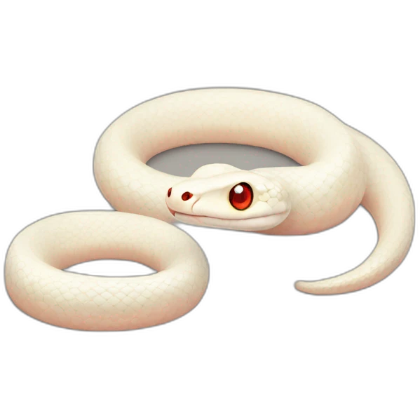 Albino cute tiny snake with round red eyes emoji