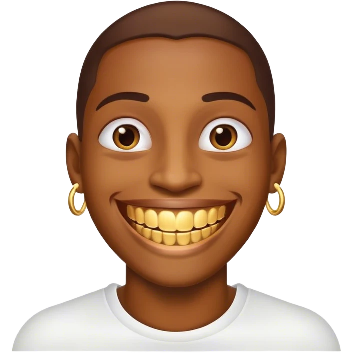 Smioy face with golden grillzz emoji