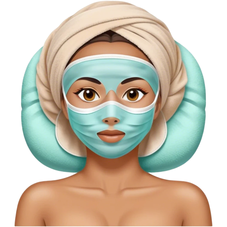 Lady with face mask spa beauty full face relaxing emoji