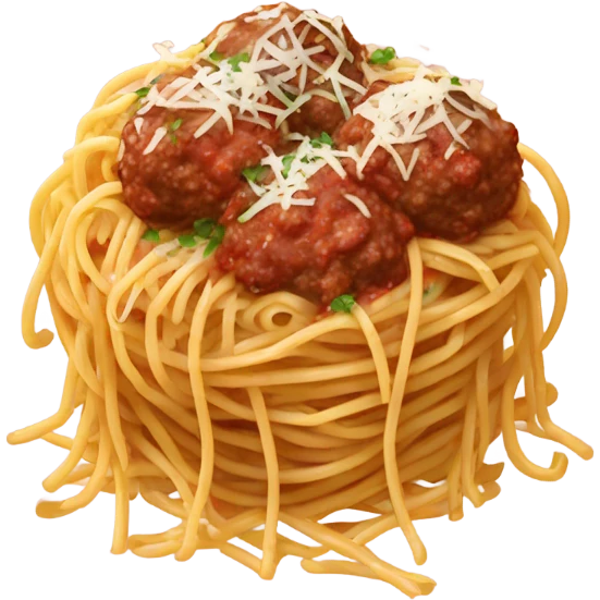 Spaghetti and meatballs with Parmesan cheese  emoji