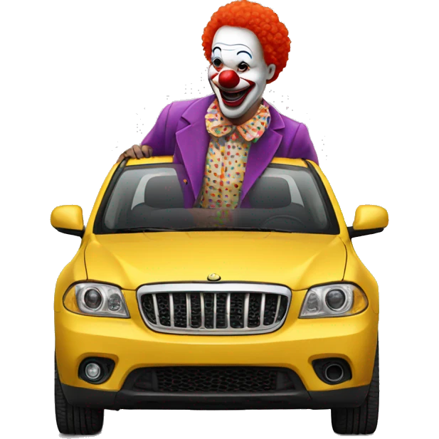 Clown on a car emoji