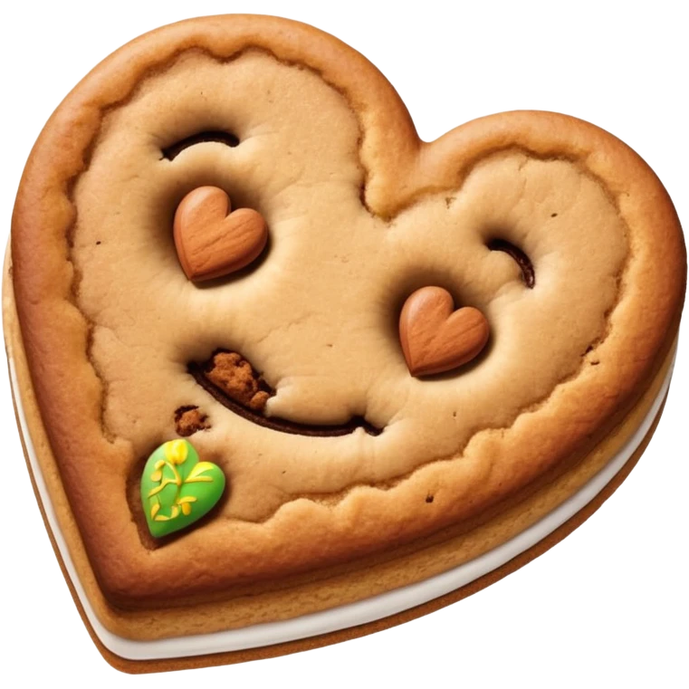 snicker doodle cookie with cinnamon powder on top in a heart shape cookie emoji