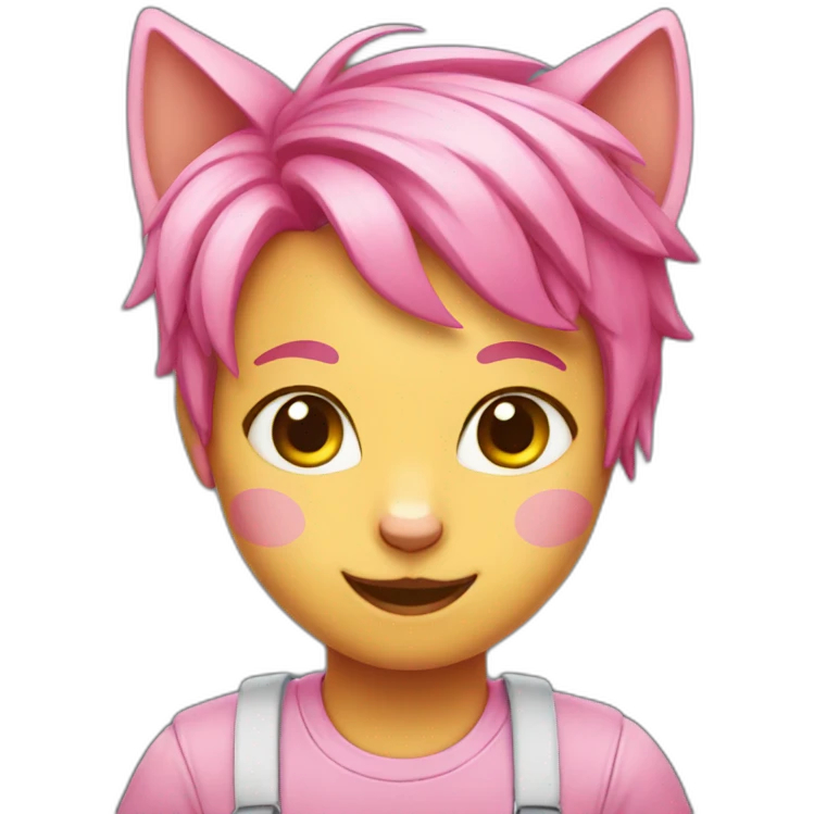 Cat with pink hair  emoji