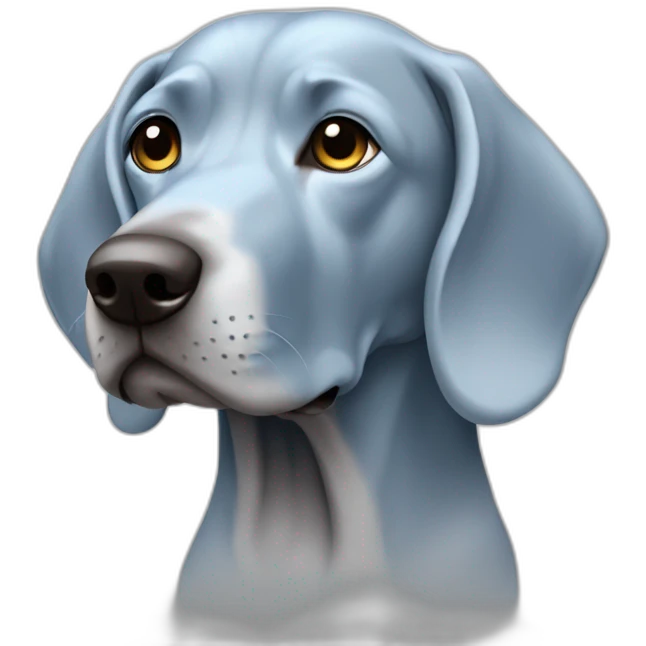 weimarauner dog from the side with eyes that are blue emoji