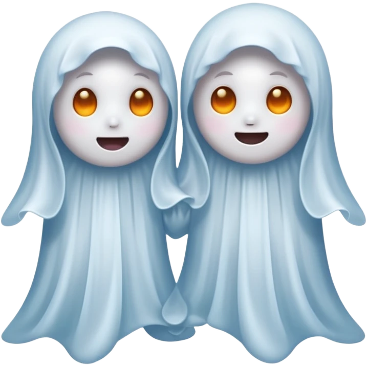 Cute ghost together his ghost girlfriend, style gasper  emoji