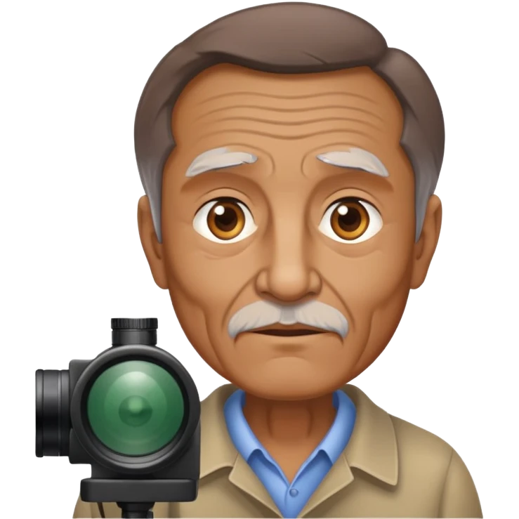 Old Man with brown hair and spotter scope lowered emoji