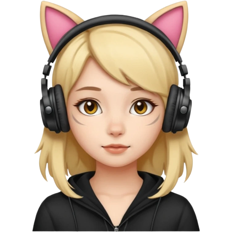 fille avec casque oreille de chat emoji