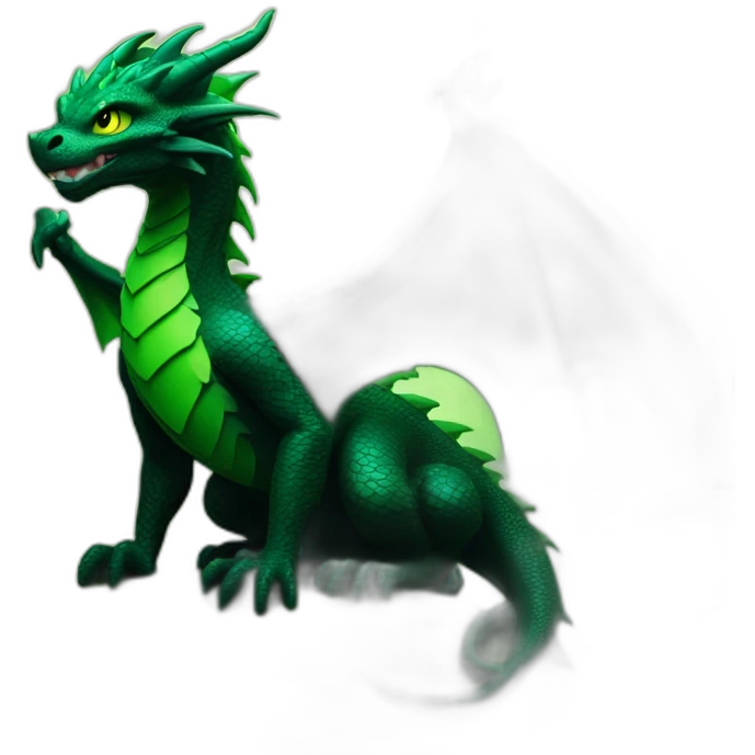 Dragon fantasy black and green in the woods emoji