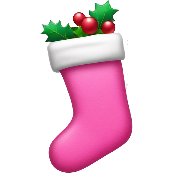 pink christmas stocking with a c emoji