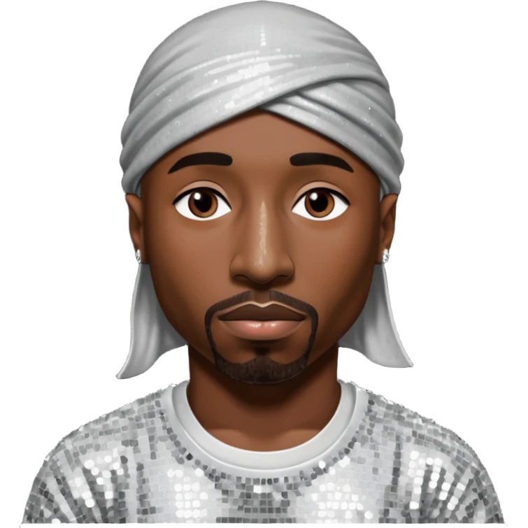 Tupac with silver sequin outfit emoji