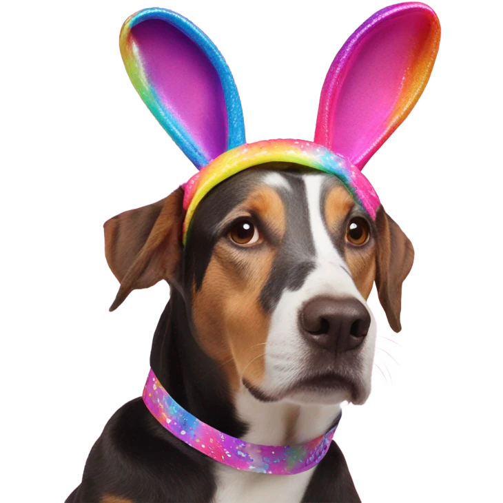 Lisa Frank Easter bunny headband on dog emoji