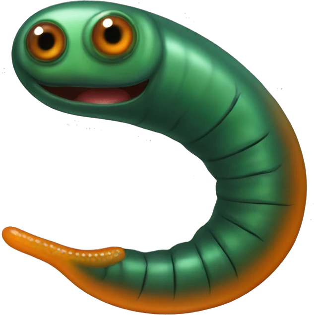 Eight-eyed Dark green and orange medicinal leech with oral suction and caudal suction emoji