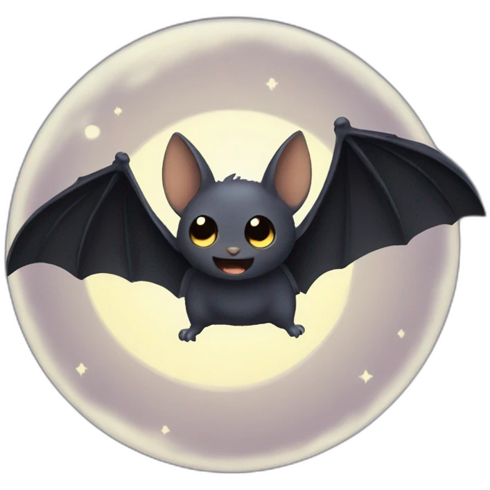 Bat flying at night cute emoji