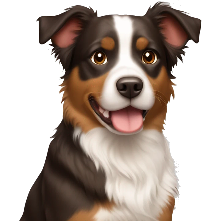 Australian Shepherd and Boston terrier dog mix brown body  emoji
