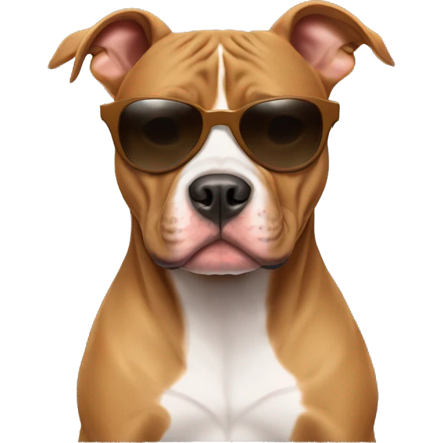 Light brown pitbull with sunglasses emoji
