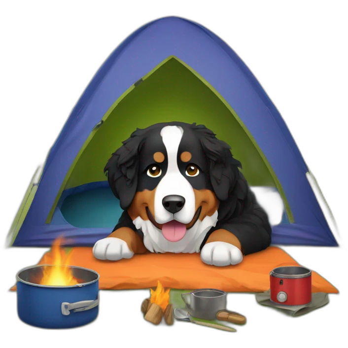 bernese mountain dog camping emoji