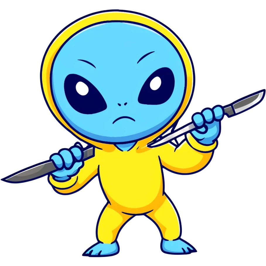 Stitch with a knife emoji