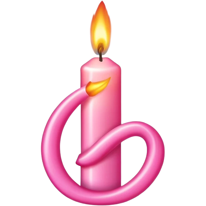 Birthday candle, generic birthday candle, twist design, pink, small flame coming from the top. emoji