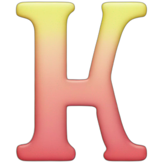 Letter A with shades of red, pink, light green, yellow, and light bule emoji