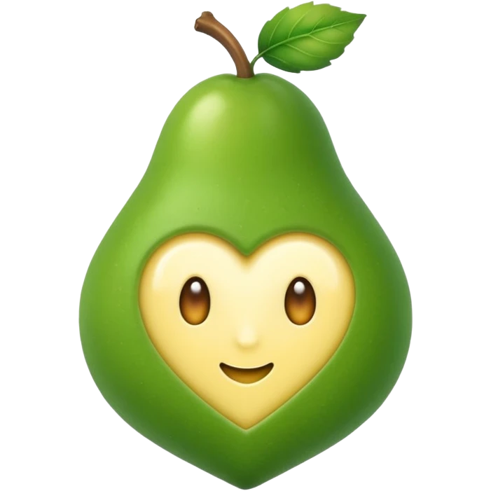 Eine grüne Birne in Herz Form auf der ein Stück Butter schmilzt mit Augen  emoji