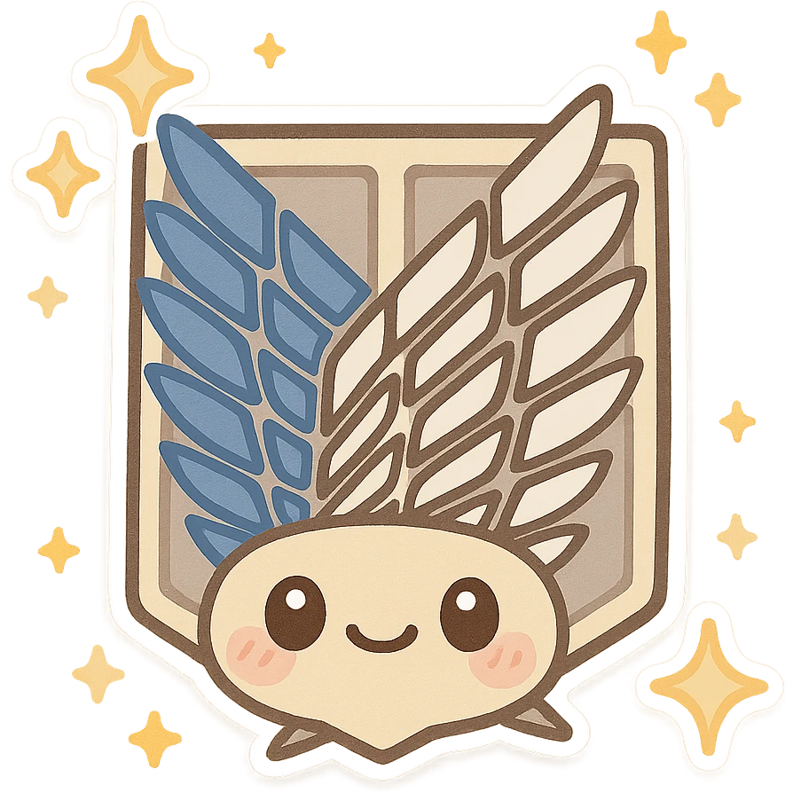 Cute Survey Corps emblem with sparkles, Attack on Titan theme, emoji style emoji